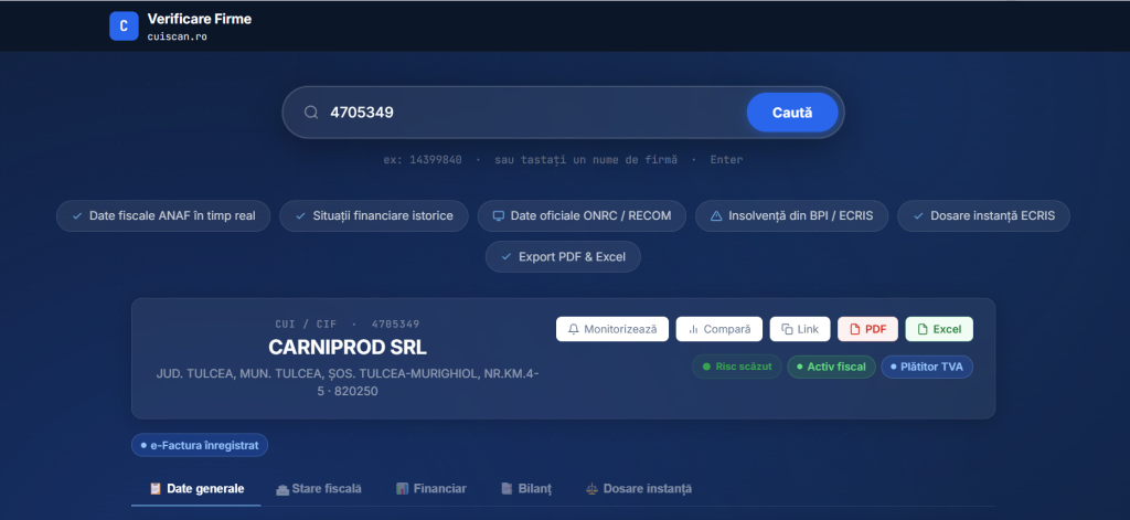 CUIScan.ro — Instrumentul gratuit de verificare firme din România