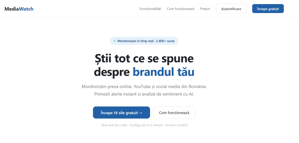 Dashboard monitorizare media MediaWatch Romania